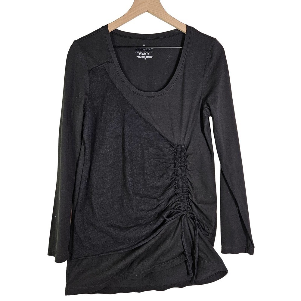 Neon Buddha Cinch Front Tunic Top M Black‎ Long Sleeve